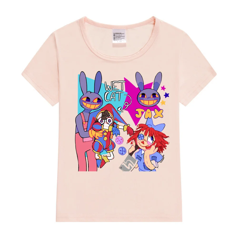 Kawaii Girls T-Shirt Video Game The Amazing Digital Circus Graphic Print Tshirt Fashion Kids Tshirt Cute Girls Clothing Pink Top