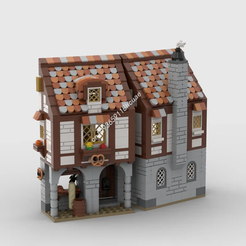 780 stks MOC Middeleeuwse Bakkerij Castleed Model Bouwstenen Architectuur Monteren DIY Kerstcadeau Onderwijs Speelgoed Baksteen Verjaardag