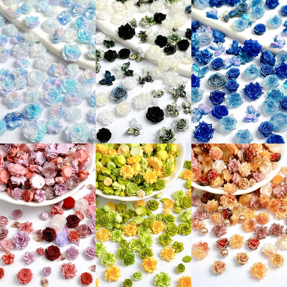 50 قطعة أنماط مختلفة الملونة القوس الفاوانيا الراتنج مسمار السحر الإبداعية لطيف الكلب كاميليا ستار مختلط مسمار الفن زينة DIY الأظافر