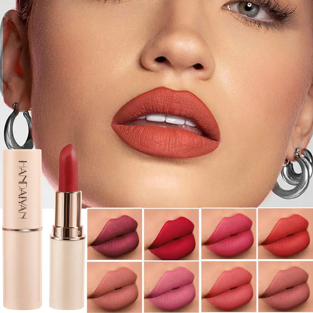 8 kleuren Dieprode Matte Lippenstift Waterdicht Non-stick Gemakkelijk Cup Cosmetica Om Lippen Balsem Lippenstiften Donkerrood Fluwelen Lip M D1Q5