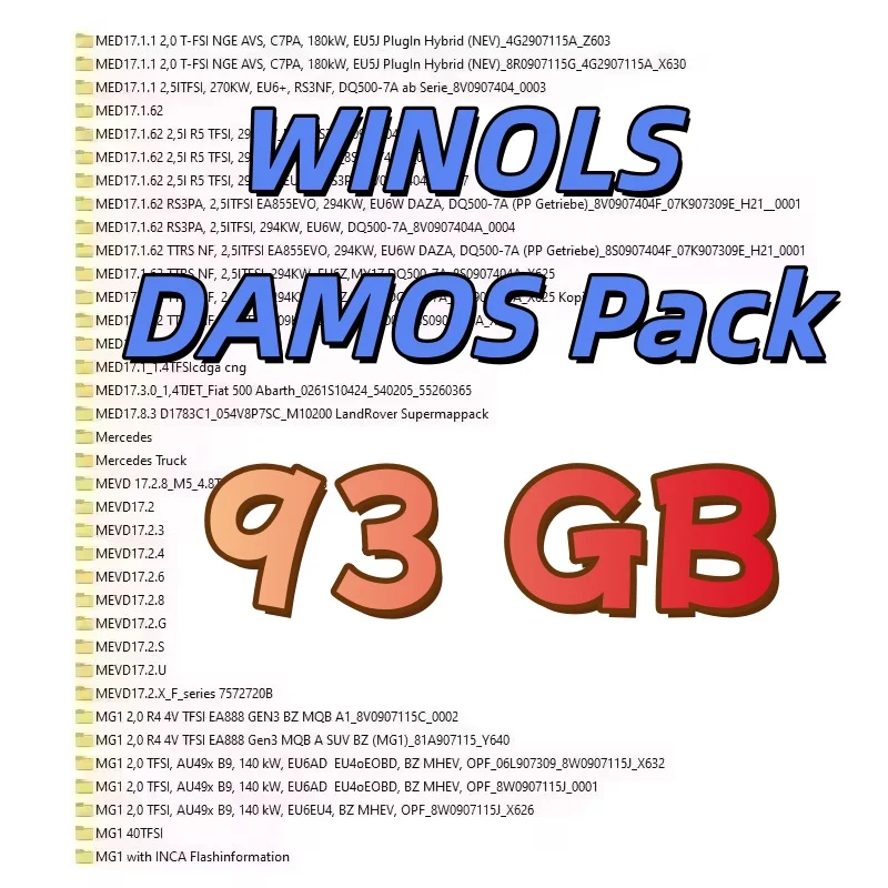 NEW WINOLS DAMOS Mappacks 93GB– ECU Chip Tuning Data Files for Cars Big Archive of Maps All Data Packs with WinOLS Software