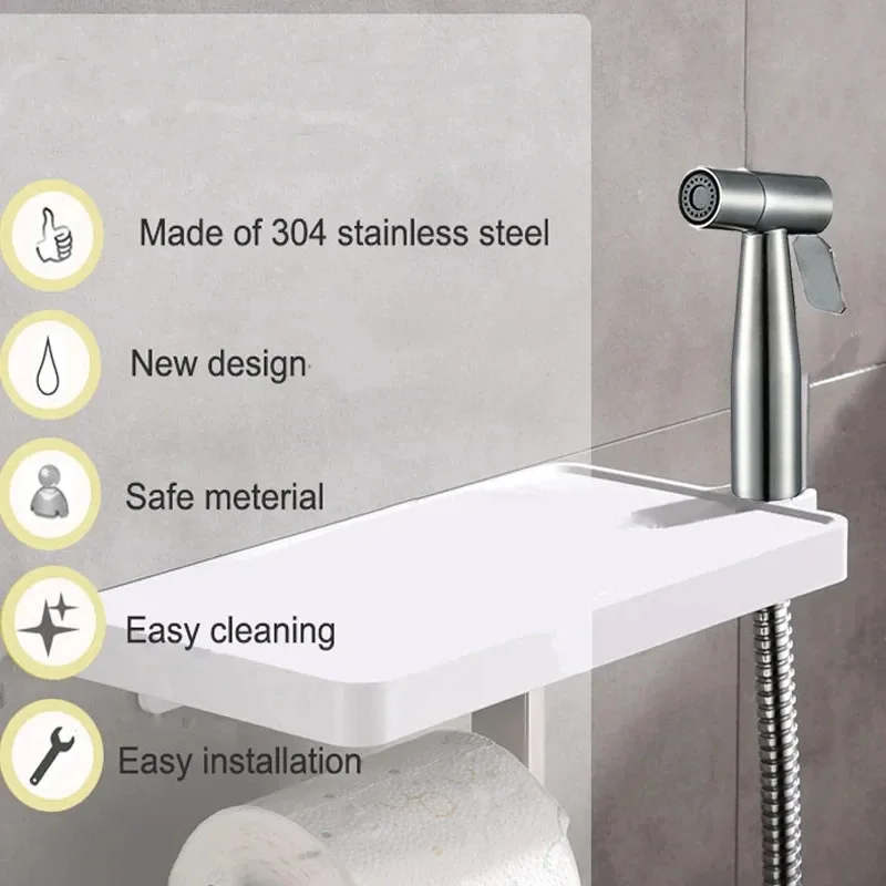 

Stainless Steel Portable Bathroom Outdoor Cleaning Booster Flushing Device Bathroom Seat Toilet Spray Gun