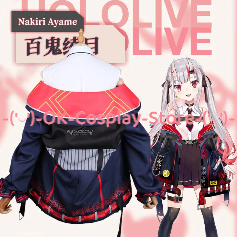 Vtuber Ayame Nakiri Cosplay Kostüme Frauen Phantasie Outfits Mantel Top Röcke Halloween Karneval Uniformen nach Maß