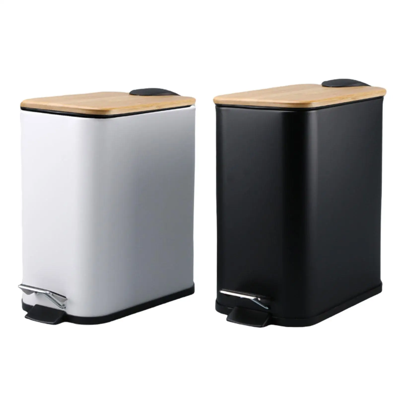 1x Wastebasket Foot Pedal Gap Trash Can Nordic Style for Home Bathroom Toilet Living Room Kitchen Hotel Trash Can Black White 5L