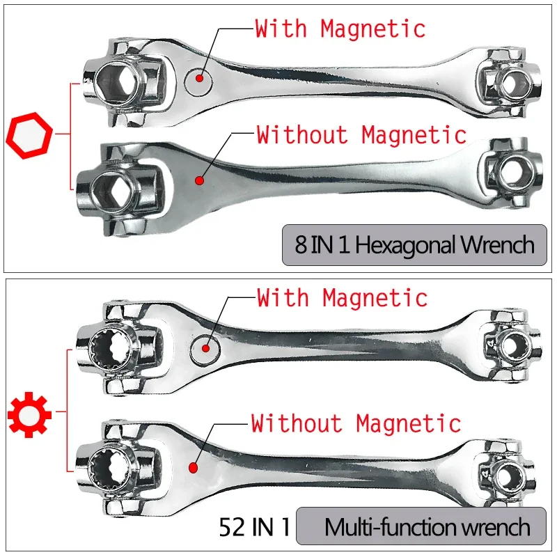 48 in 1 Wrench Socket Works with Spline Bolts Torx 360 Degree 6-Point Universial Furniture Car Repair Spanner Hand Tools