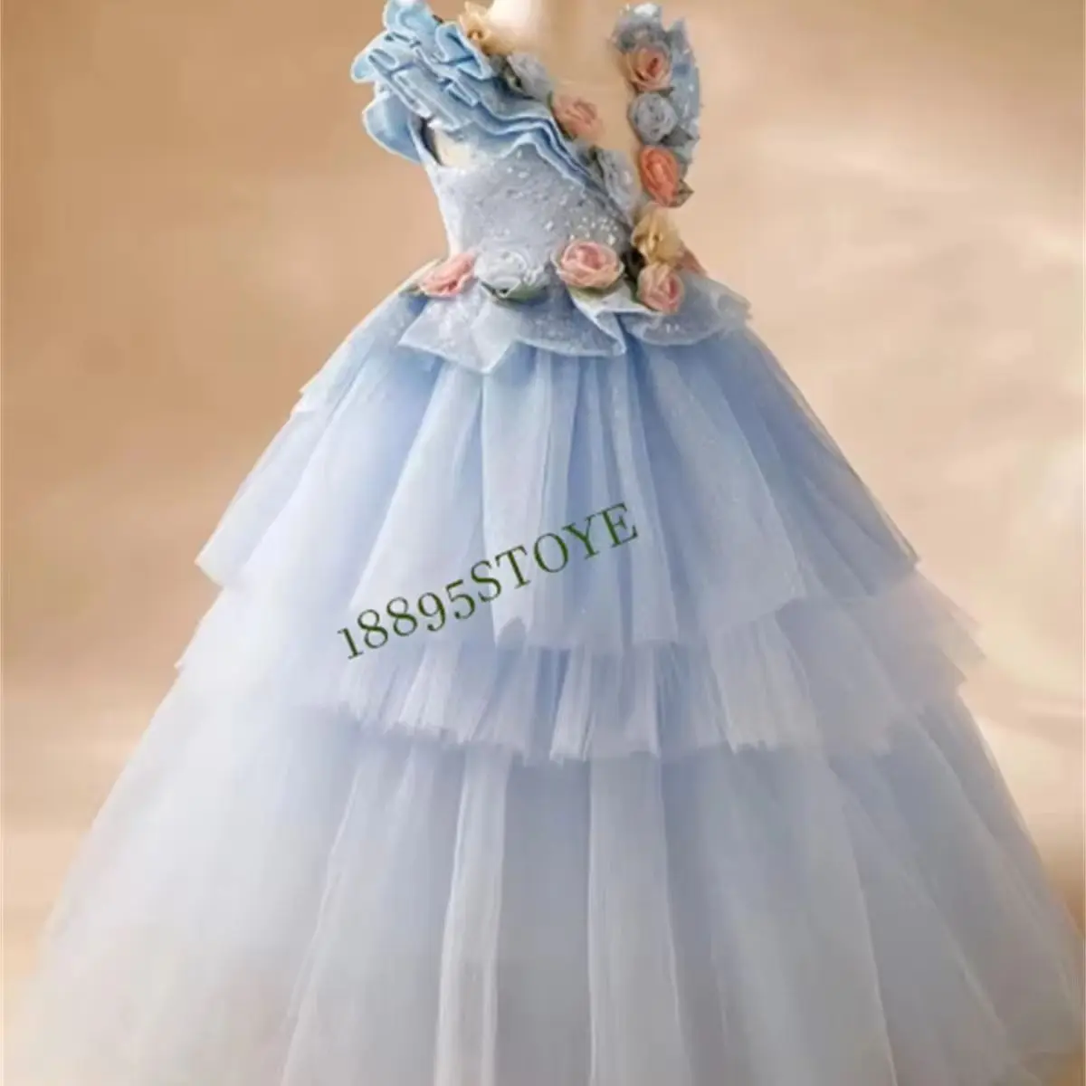 

CustomizedChildren's Clothing Solid Color Princess Dresses Summer luxury wedding Bow Sleeveless white Girls Birthday Evening Dre