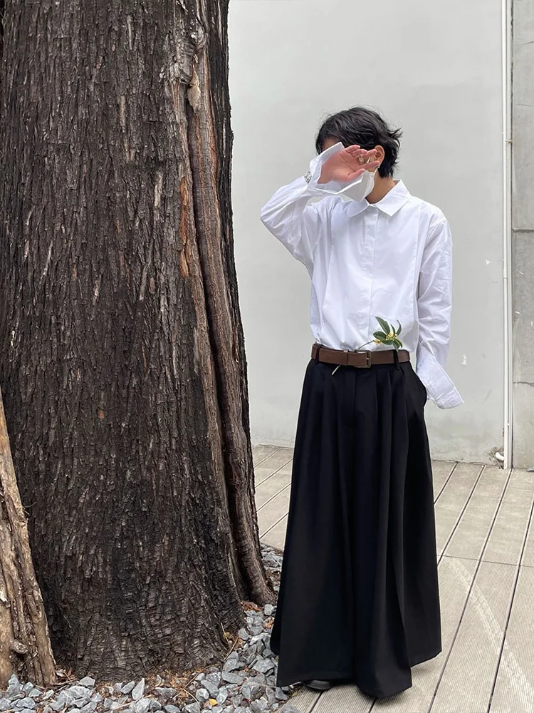 New Chinese Style Neutral Wide Leg Pants Skirts Loose Casual Nine Points West Pants Men Women Spring Autumn Minimalist Design