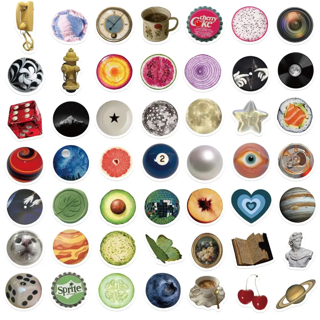 100PCS Retro Circular Small Items Stickers Decoration DIY Phone Notebook Suitcase Laptop Fridge Wall Graffiti Sticker