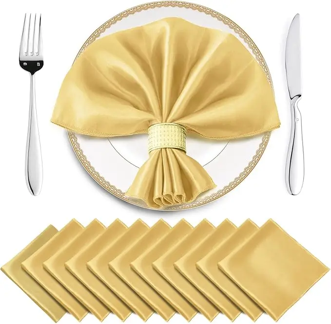 12pcs Table Napkins  Kerchief 30*30cm Dinner Bistro Event Satin Romantic Wedding Decoration Washable Restaurant Supplies Cloth