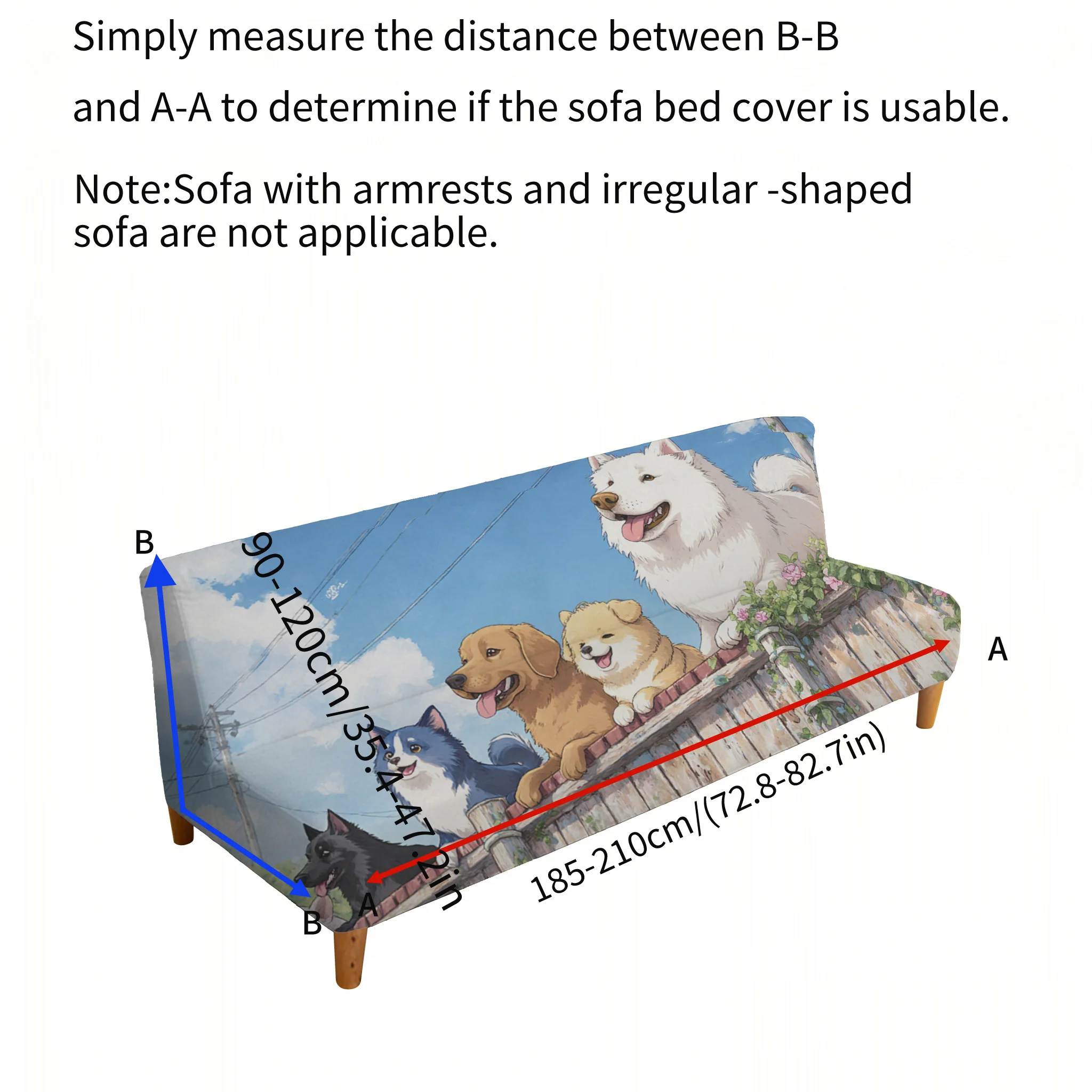 Cartoon dog sofa bed cover, non-slip and scratch-proof furniture protective cover, all-inclusive elastic dust cover