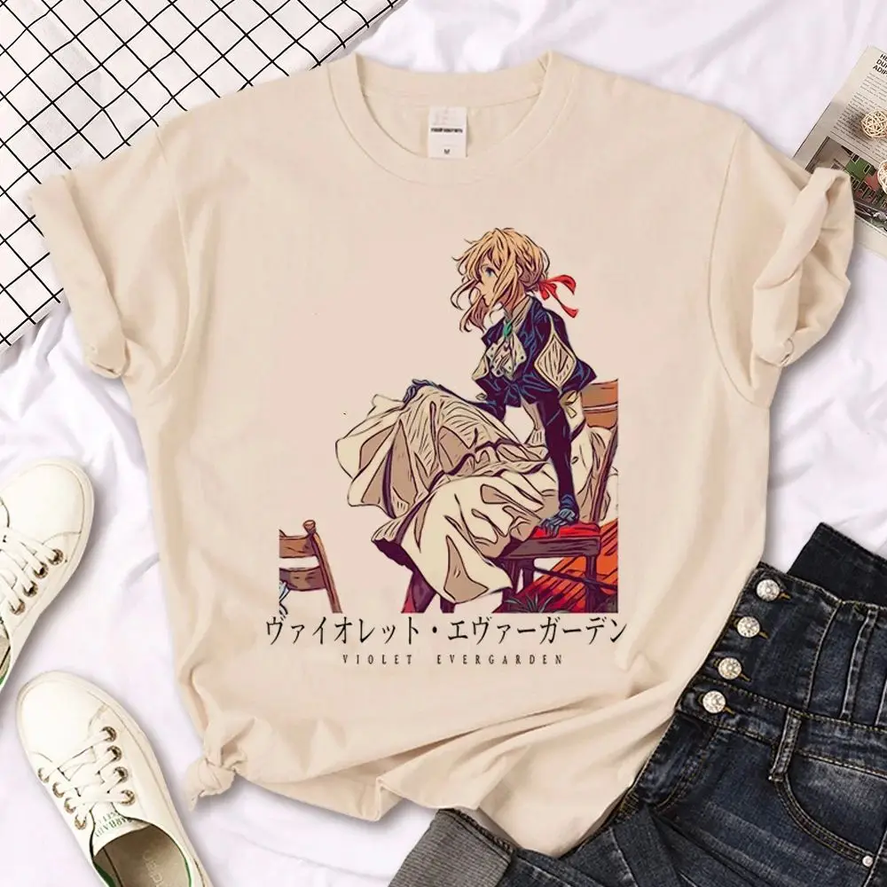 

Violet Evergarden Anime T-irts Women's ort Sve round Ne Youth Faion Spring Collection Japanese Sle Casual Wear