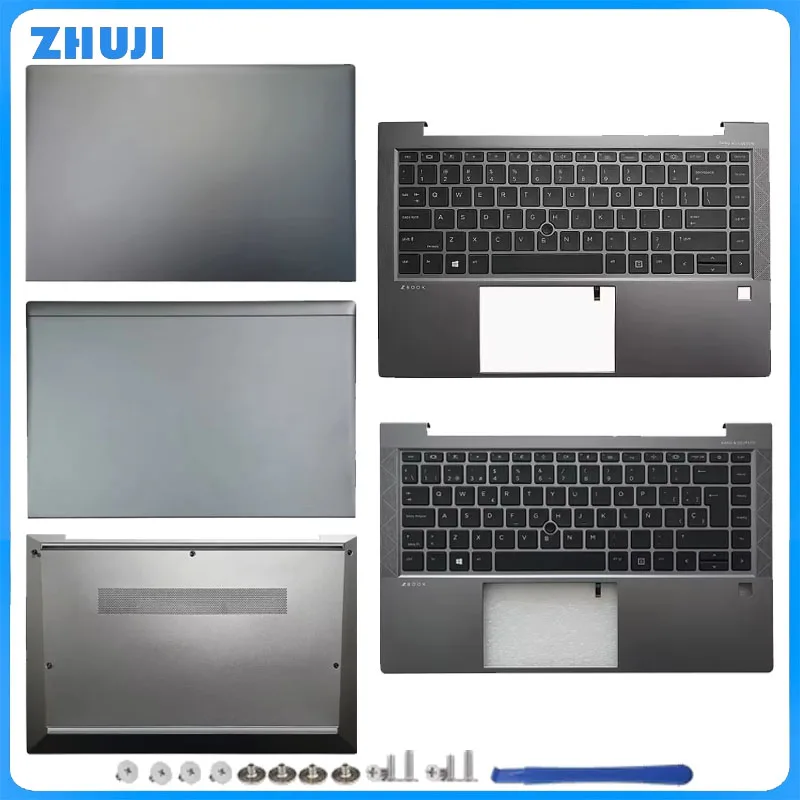 كمبيوتر محمول جديد لـ zbook Firefly 14 G7 G8 LCD الغطاء الخلفي الأمامي Palmrest غطاء سفلي للوحة المفاتيح باللون الأسود