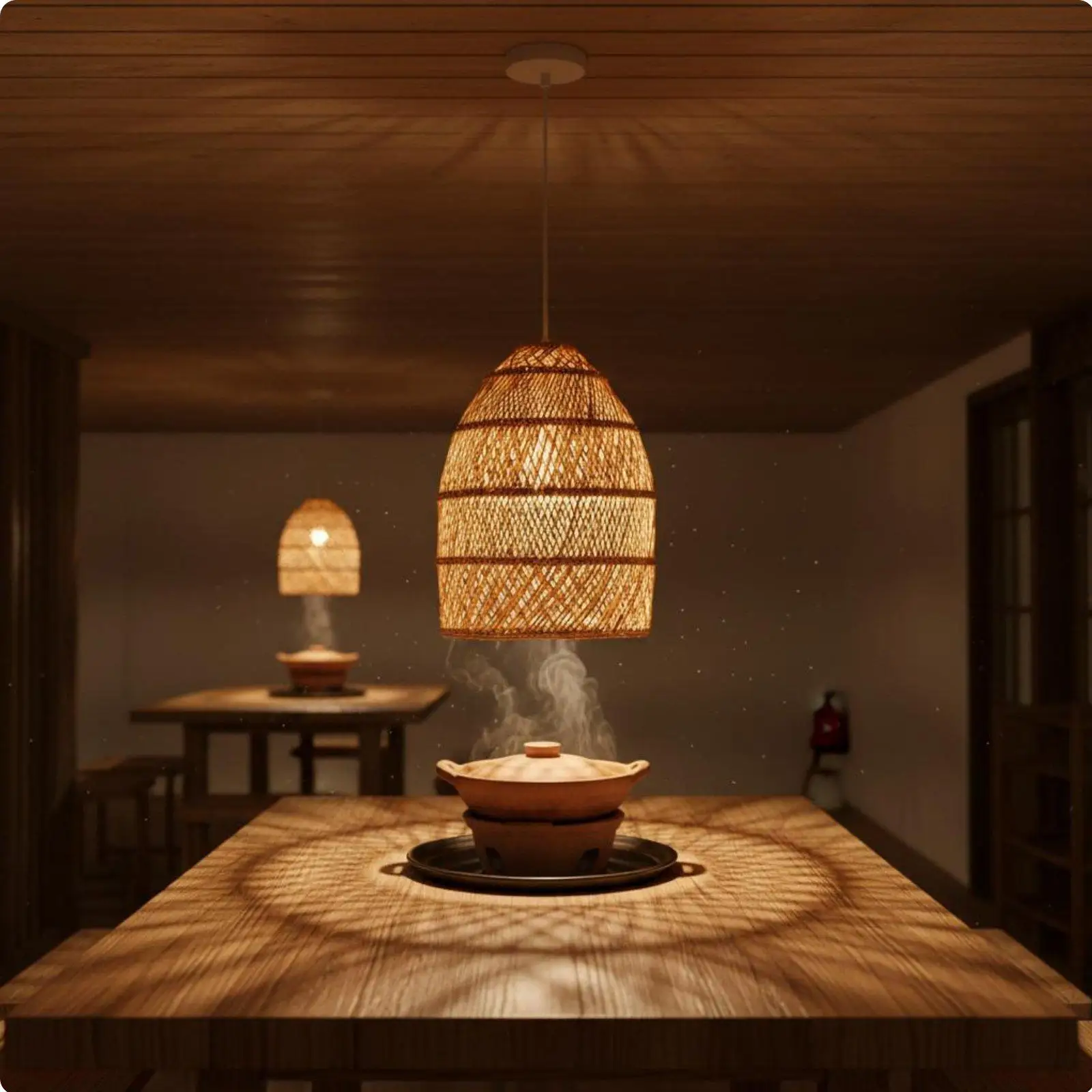 Creative Rustic Woven Lamp Shade Wicker Pendant Lampshade for Indoor Lighting Vintage Aesthetic for Dining Kitchen Bedroom