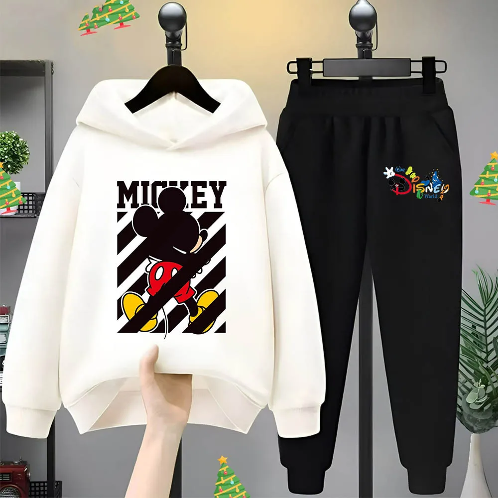 

Four Seasons High Quality Children's Set Outdoor Casual Boys' Cartoon Printed Mickey Mouse Top Hoodie and Slimming Pants Suit