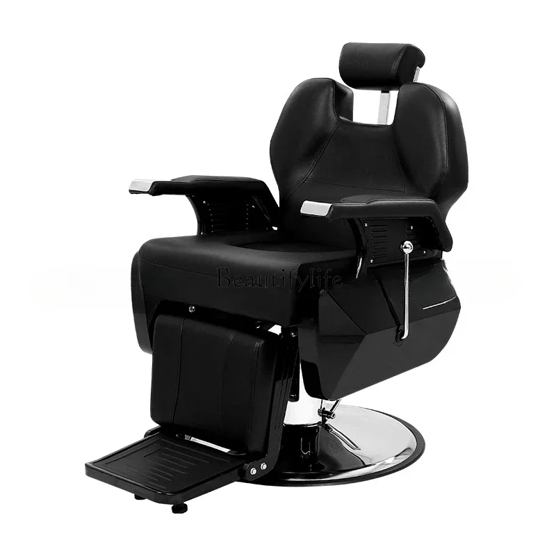02Hair chair Hydraulic large pump Thickened chassis Rotatable reclining salon chair