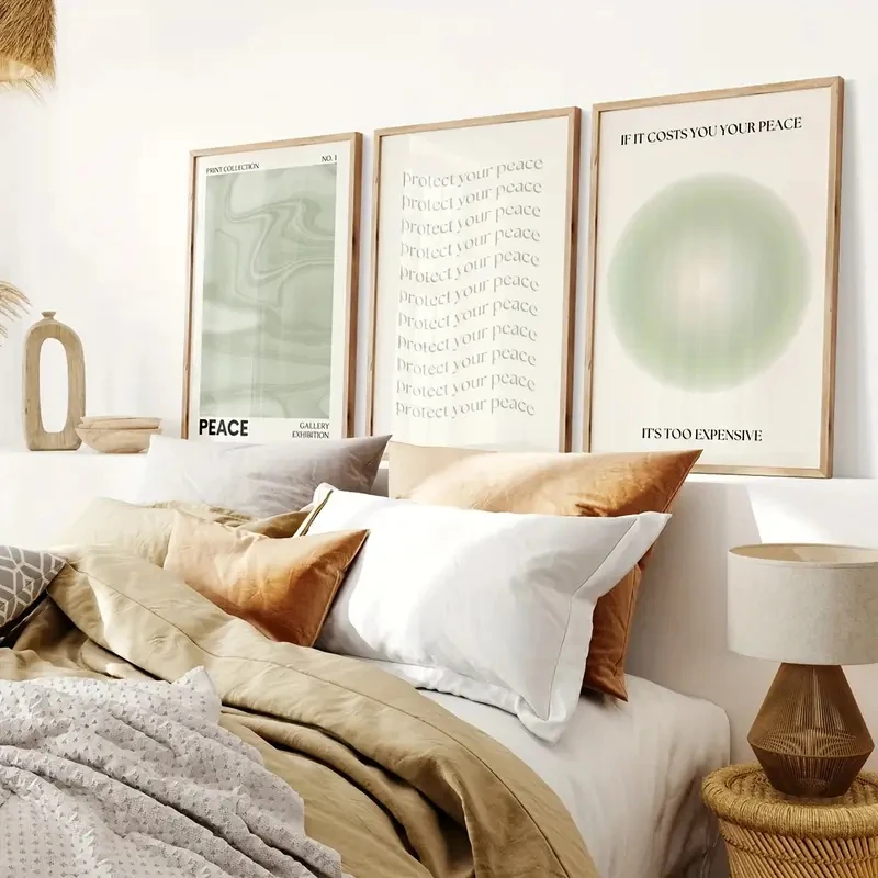 

3pcs/Set Retro Gradient Modern Minimalist Mint Green Aesthetic Wall Art Canvas Poster, Picture Wall Decoration, Home Decoration