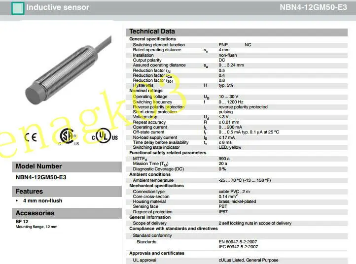 

Original Proximity Switch NBN4-12GM50-E3 Metal Induction Switch Sensor