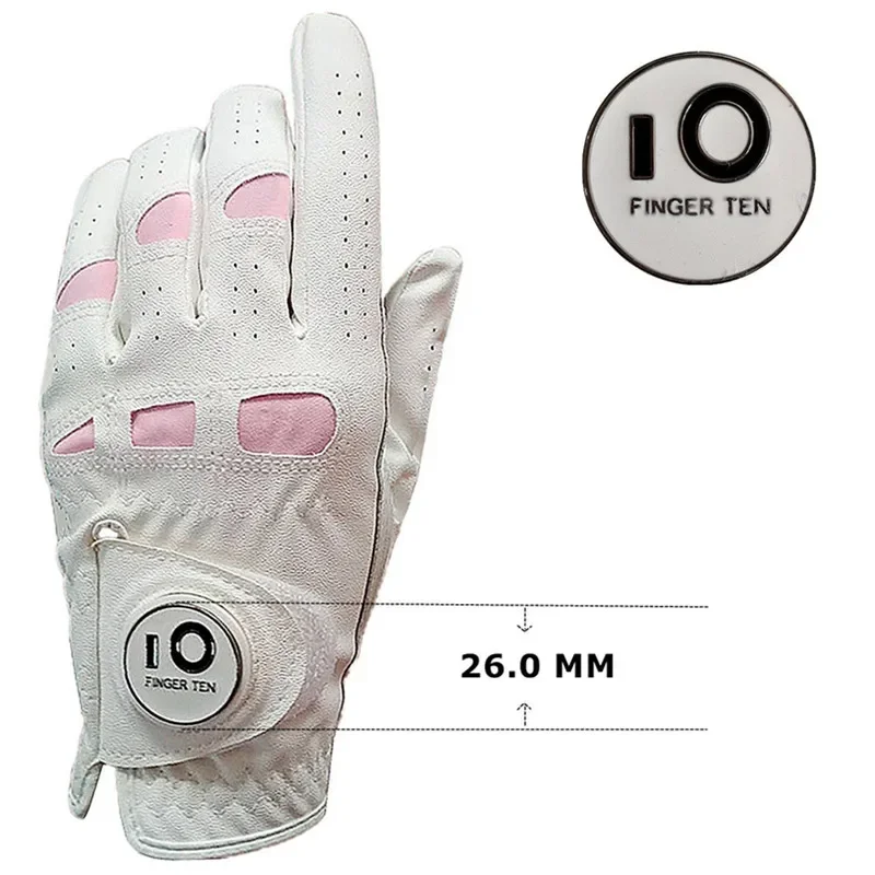 Anti Slip Golf Gloves Women Cabretta Leather with Ball Marker Left Right Hand Grip Soft Outdoor Sports Glove Drop Shipping