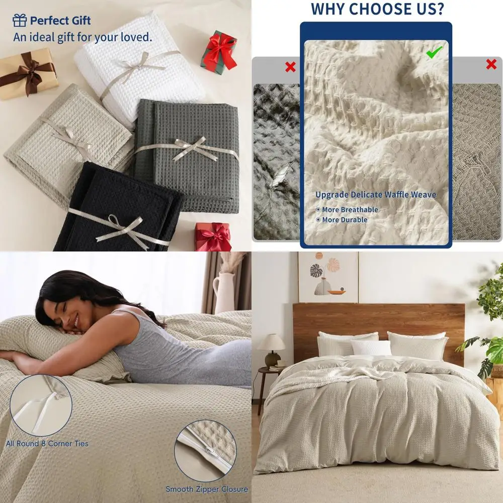 

Комплект пододеяльников Wale Weave, королевский размер, дышащий комплект из 3 предметов, комплект постельного белья с 2 наволочками, текстурированный комплект постельного белья для домашнего декора C