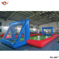 Free Air Shipping 10x5m Customized PVC Soap Football Field Inflatable Soccer Pitch, Inflatable Soccer Field for Sale