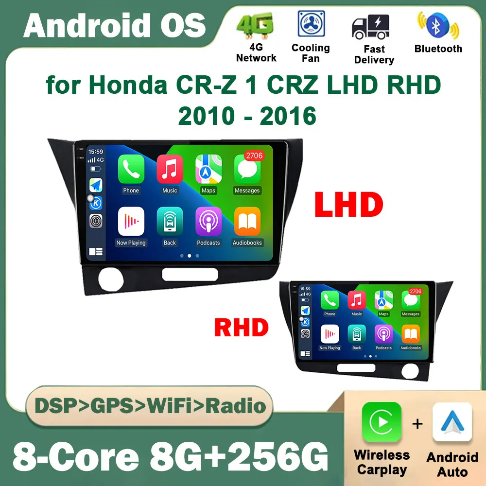 9-дюймовый автомобильный мультимедийный плеер Android OS для Honda CR-Z 1 CRZ LHD RHD 2010 - 2016 GPS навигация Сенсорный экран BT DSP стерео