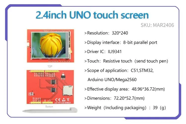 Imagem -02 - Polegada Display Módulo Touch Screen Série Uno para Uno-r3 Mega2560 2.4 2.6 2.8 3.5 4.0