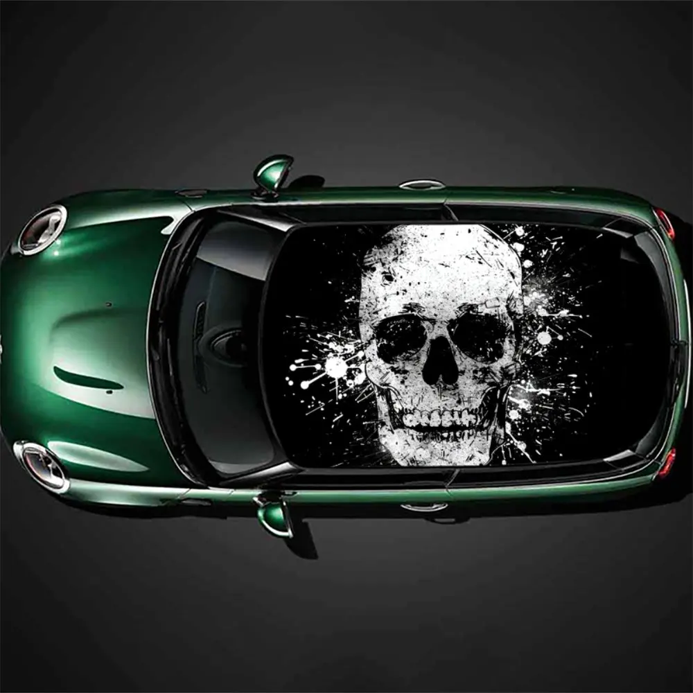 

Blood Splattered Skull Head Car Roof Sticker Wrap Racing SUV Auto Accessories Packaging PVC Car Hood Graphic Decal Decoration