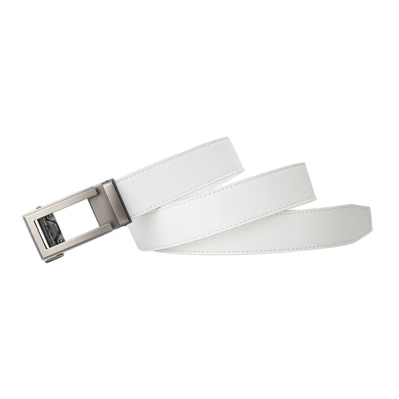 Luxury Designer Leather Man Belt Top Quality Ratchet Belt Strap Automatic  White Belts Cowhide 130cm Big Size for Man Golf Belt