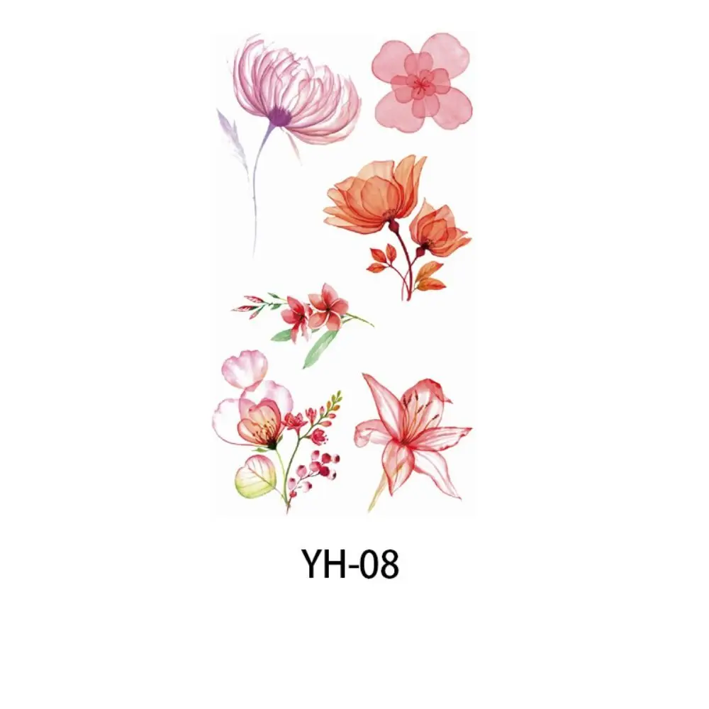 Watercolor Flower Women\'s New Cherry Blossom Petals Painting Disposable Waterproof and Anti Sweat Temporary Tattoo Sticker