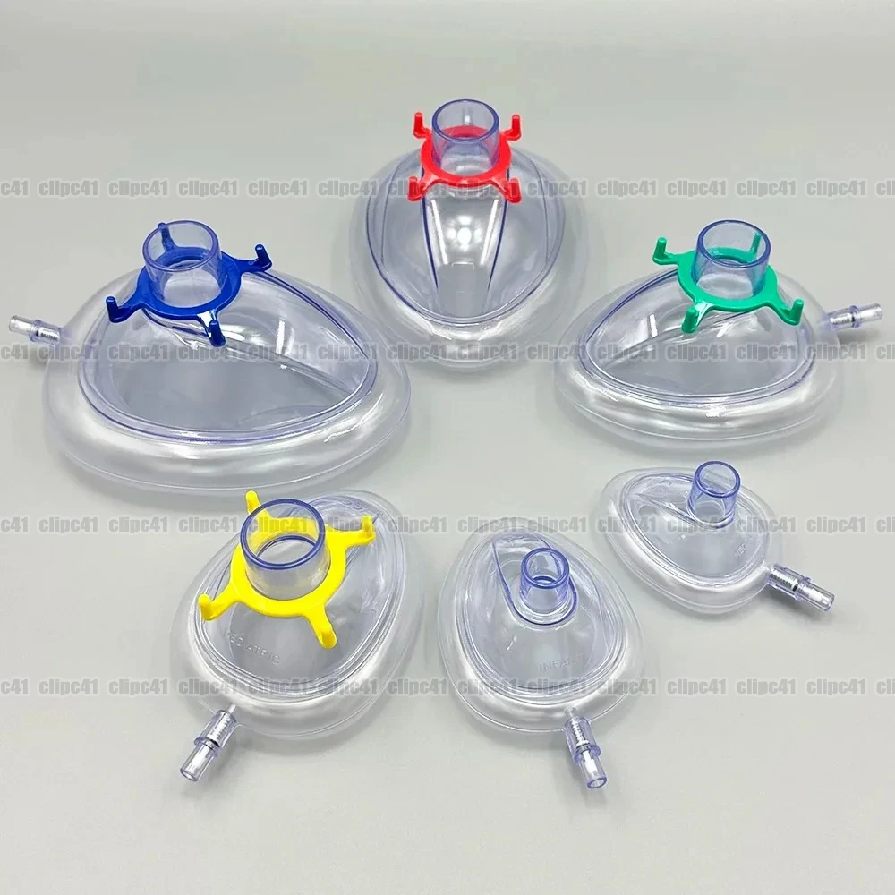 #1 - #6 Sterile PVC Anesthesia Mask Individual Package Disposable Resuscitate Face Masks for Adult Child CPR Breathing Mask