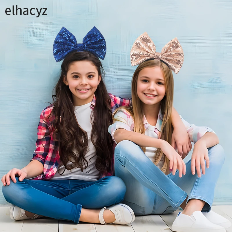 Große 7'' rote Schleife Stirnband Glitzer Pailletten Schleife Haarband für Mädchen Frauen Prinzessin Kopfbedeckung Frauen Party Kopf Hoop Kinder Geschenk – Detail 6