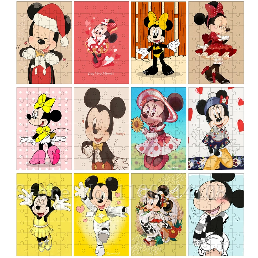 

Disney Mickey and Minnie Jigsaw Puzzles for Kids 35 Pieces Mini Size Wooden Puzzles Children Training Observation Endurance Toys