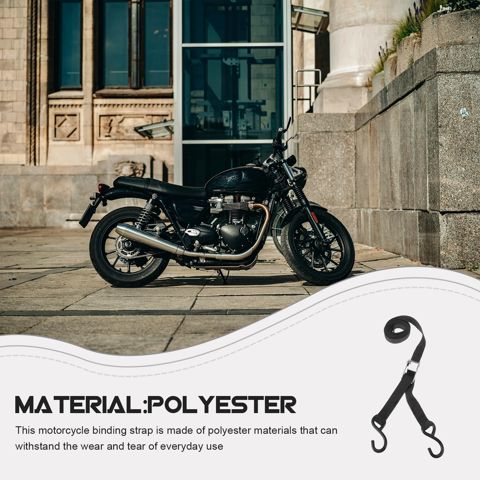 

2Pcs Black 2M Motorcycle Binding Straps Polyester Tie Down Straps Electric Bikes Luggage Securing Ropes Heavy Duty Tensioner