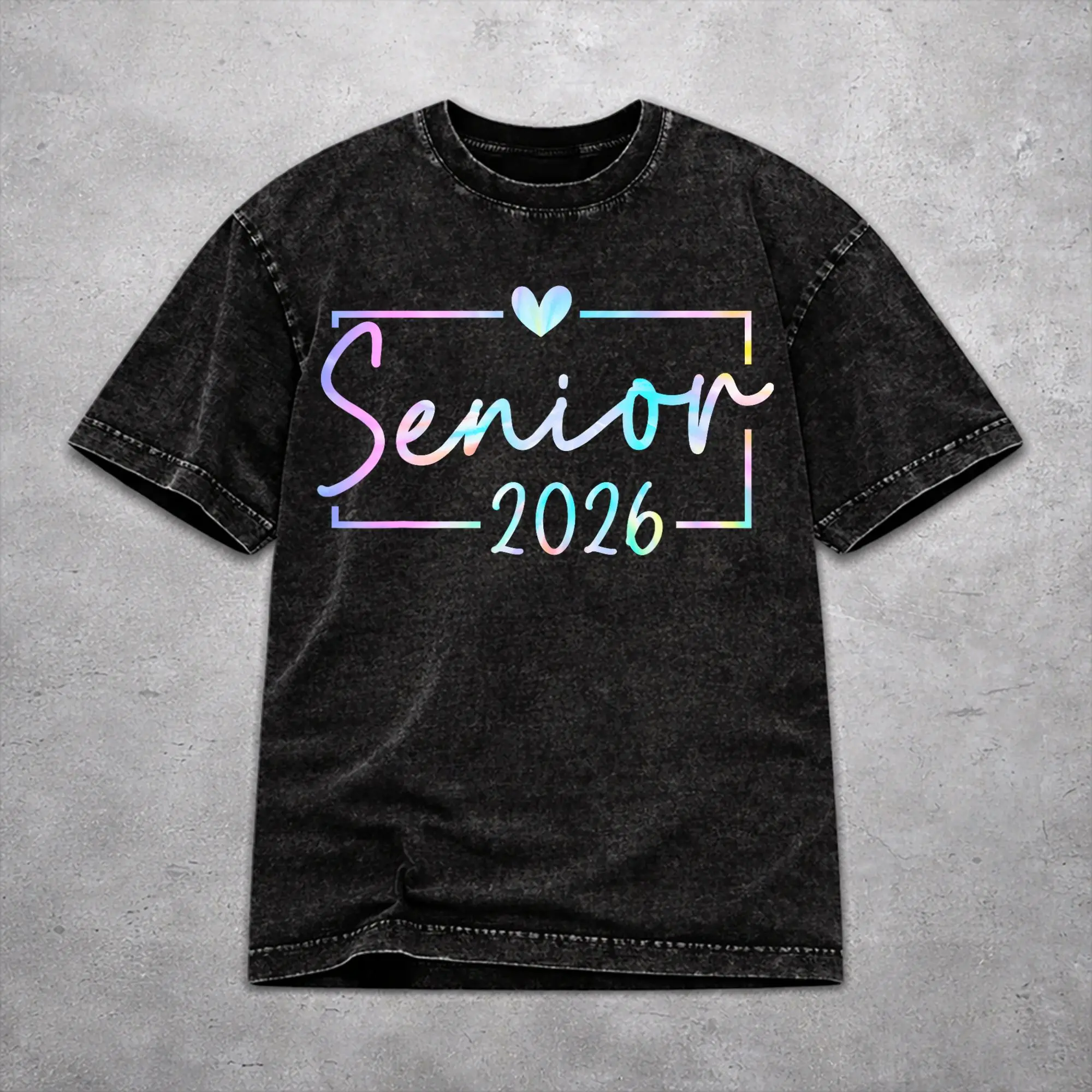Men Women Harajuku Washed T-shirts Class of 2026 Senior Graduation Printed Shirt Accessories Harajuku  Tees
