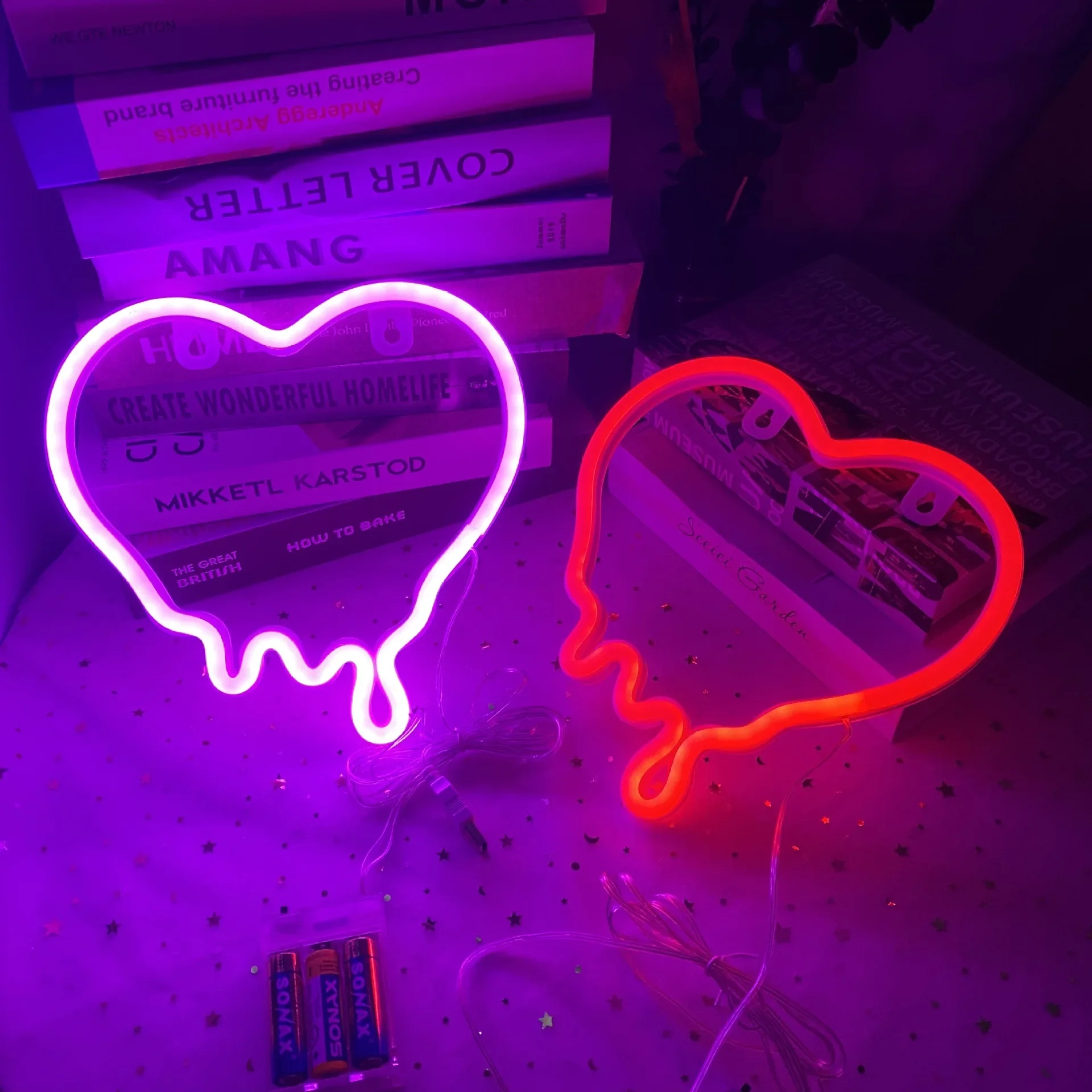 Bleed Heart Neon Sign Battery Or USB Powered LED Light for Valentine's Day Parties Weddings and Home Decor