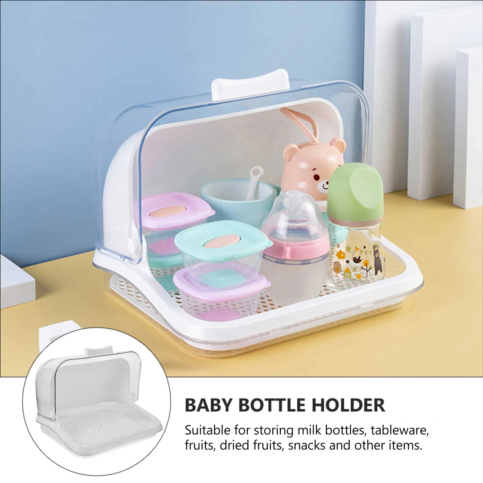 Cup Pastry Storage Box Feeding Drying Case Baby Bottles Drainer Dryer Holder Container Tableware White Water Organizer Toddler