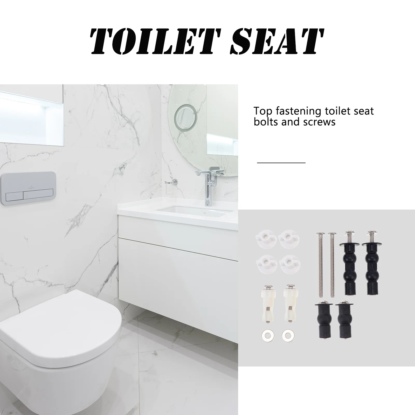 

1Set Toilet Seat Screws Bolts Durable Universal Replacement Parts Stainless Steel Rubber Toilet Seat Installation Supplies