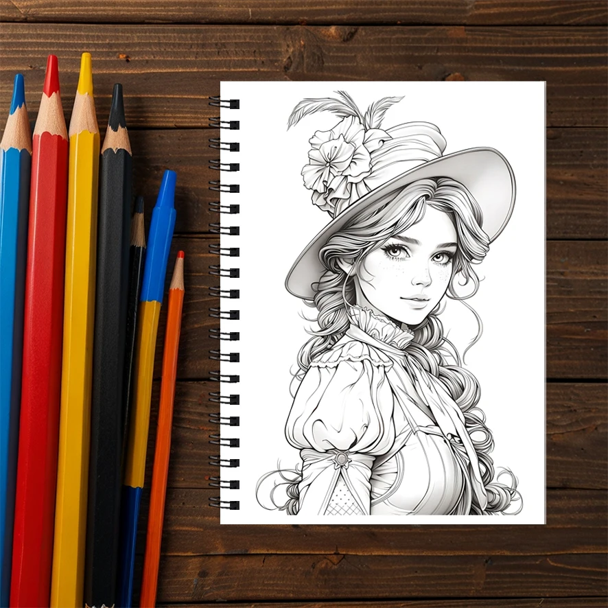 Beauty Coloring Book for Adults - 8.3 x 11.2 inches 22 pages character coloring book - helps relieve stress and emotions, positi