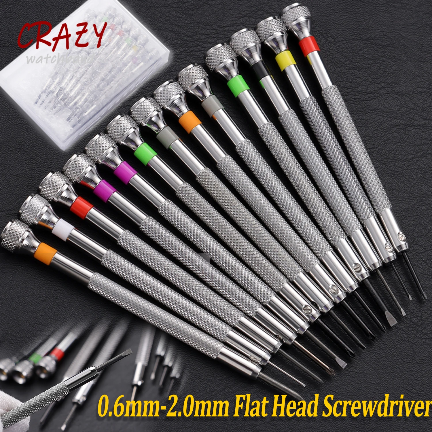 13pcs Stainless Steel Watch Movement Tools Watchmaker Watches Repair Tool 0.6mm-2.0mm Metal Small Screwdriver Set Flat Head Kit