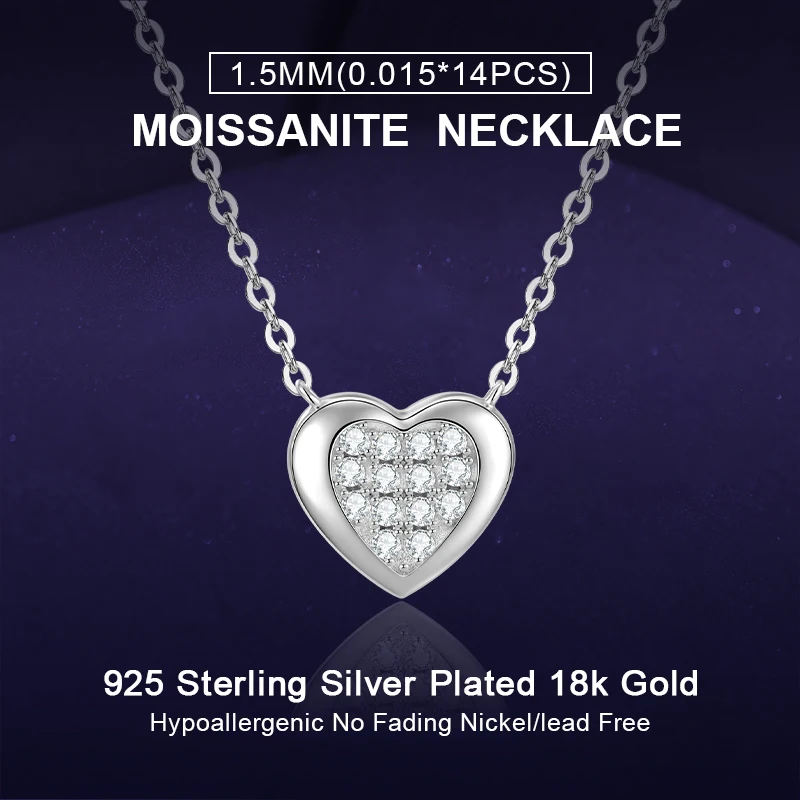 

IOGOU ожерелье с подвеской в форме сердца, инкрустированное 1,5 мм, 0,21 карата, муассанит, бриллиант, настоящая серебряная цепочка 925 пробы для женщин, помолвка, подарок любви