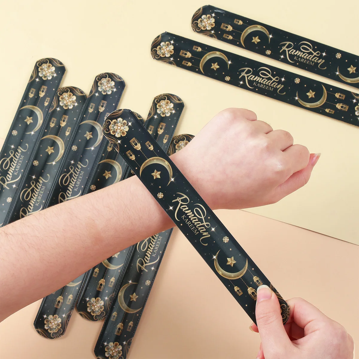 12pcs EID Mubarak Papa circle Bracelet Ramadan Decoration 2025 Islamic Muslim Party Supplies Eid Al Adha Gift Ramadan Kareem