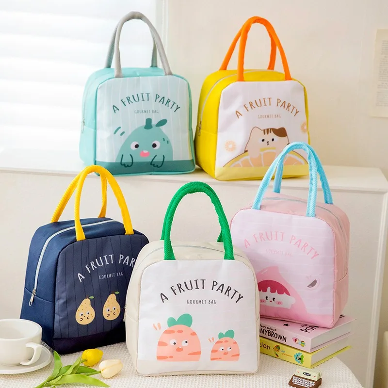 Cartoon Lunch Box Bag Work Lunchbox Bag Lunch Bag For Students To School Carry Food Bag Thick Aluminum Foil Insulation Bag