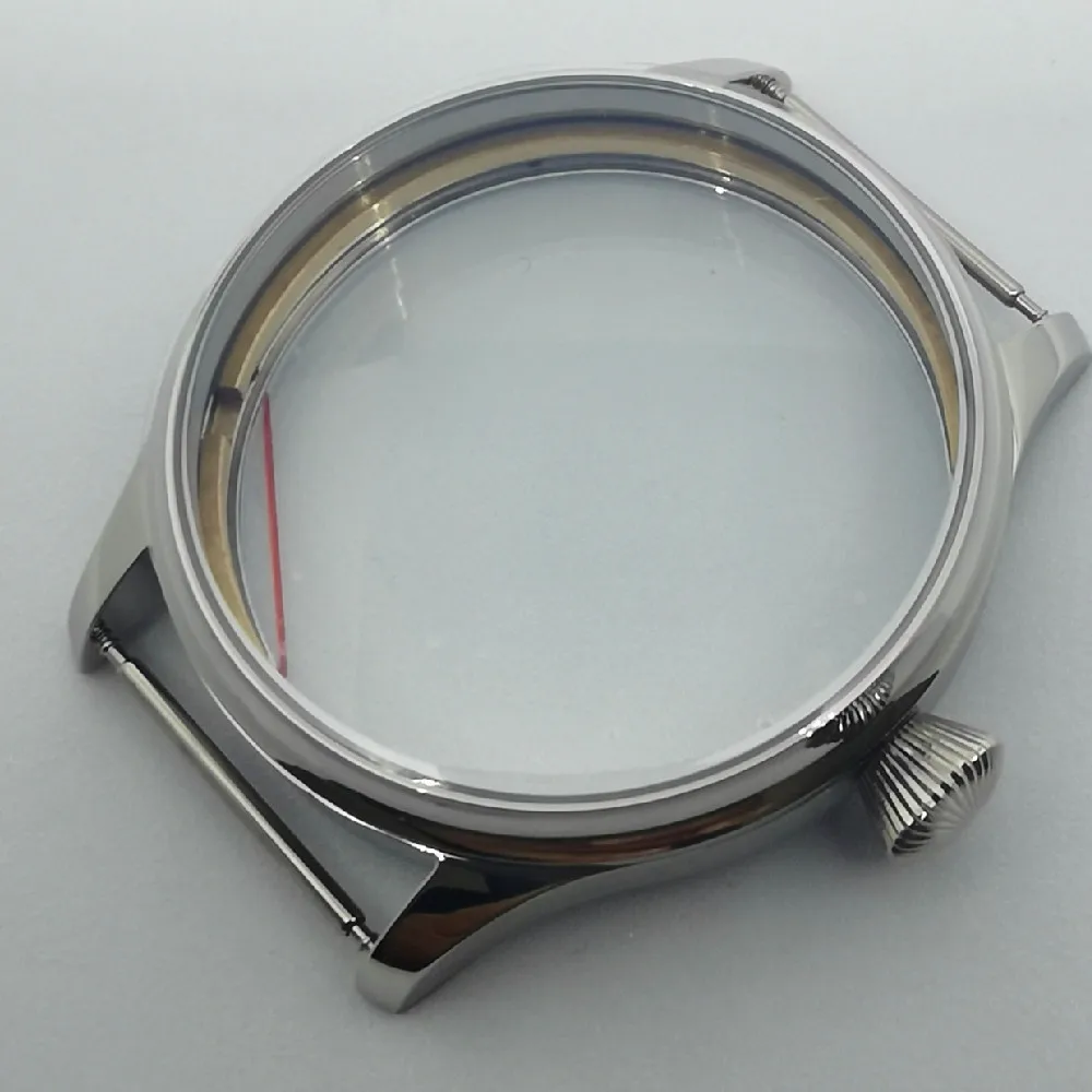 44mm srebrna obudowa ze stali nierdzewnej Pvd czarna pasuje do Eta 6497 6498 St3600 3601 3602 mechanizm nakręcania ręcznego