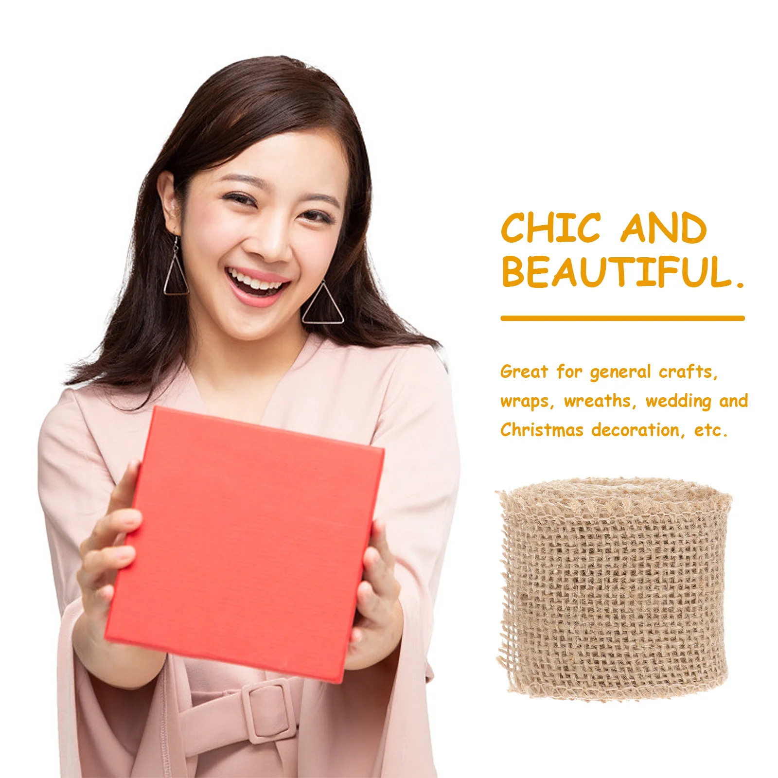 

2m Jute Burlap Ribbon Roll for Christmas Decoration Natural Burlap Ribbon Red Holiday Craft Supplies