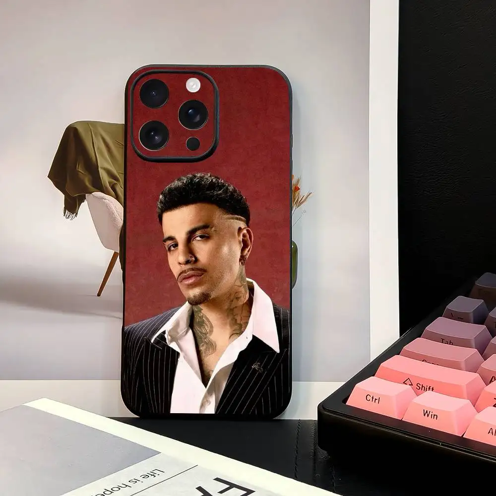 Singer Rauw Alejandro Cosa Nuestra Funda para teléfono Elegante Negro 11-17 Funda para teléfono anticaída pintada con rayos UV de TPU esmerilado.