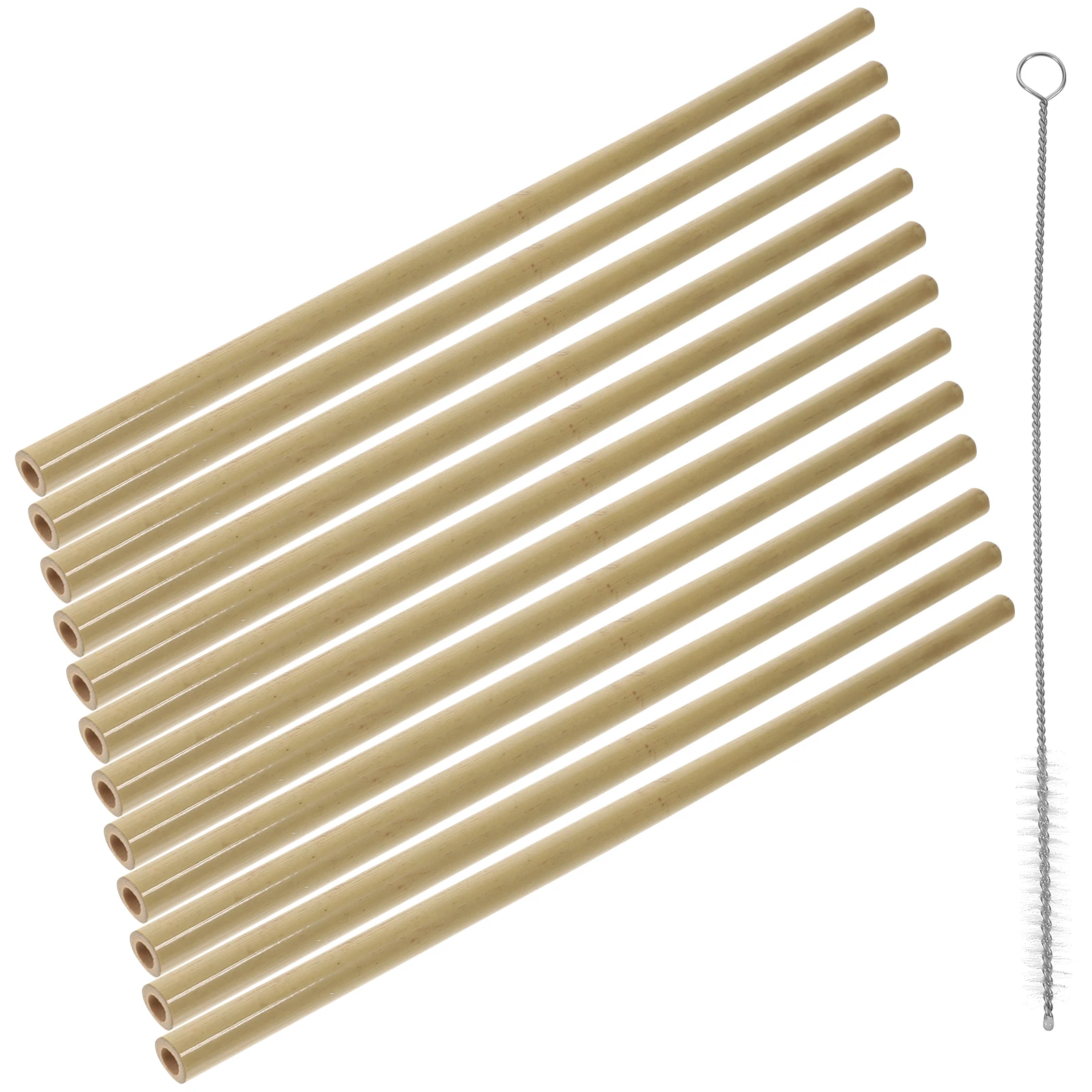 

Bamboo Straw Set Straws Drinking For Party Reusable Decorate Cleaning Brush Smoothie