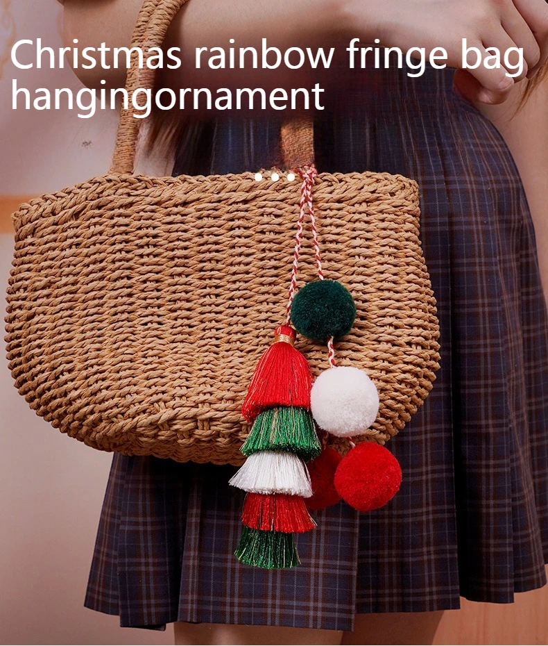 European and American bohemian cute plush backpack pendant personalized creative hand-woven fringed bag pendant - view 2