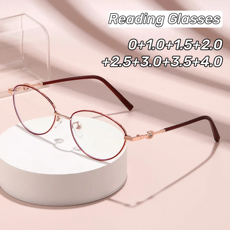 

Fashion Metal Frame Reading Glasses Luxury Brand Glasses Senior Sense of Middle-aged and Elderly Anti-blue Light Glasses
