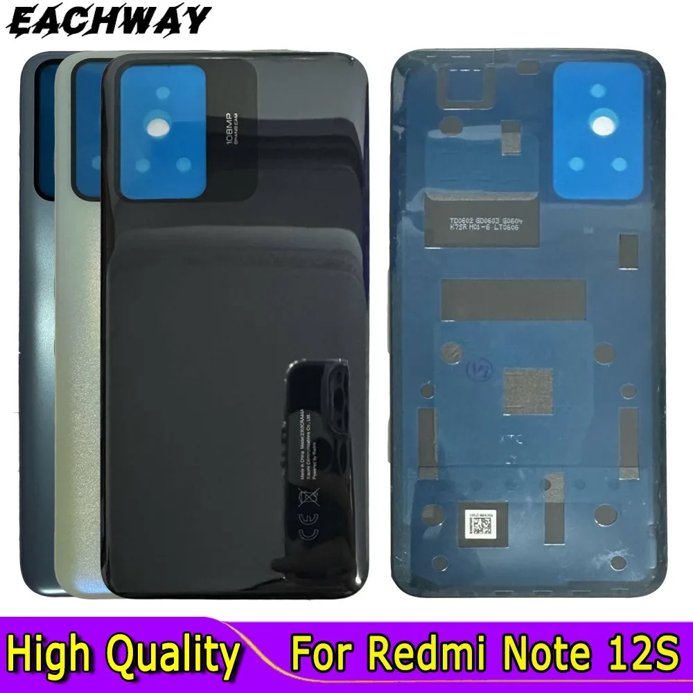 Glass For Xiaomi Redmi Note 12S Battery Cover Door Rear Housing Case Replacement Part 2303CRA44A 23030RAC7Y Back Cover