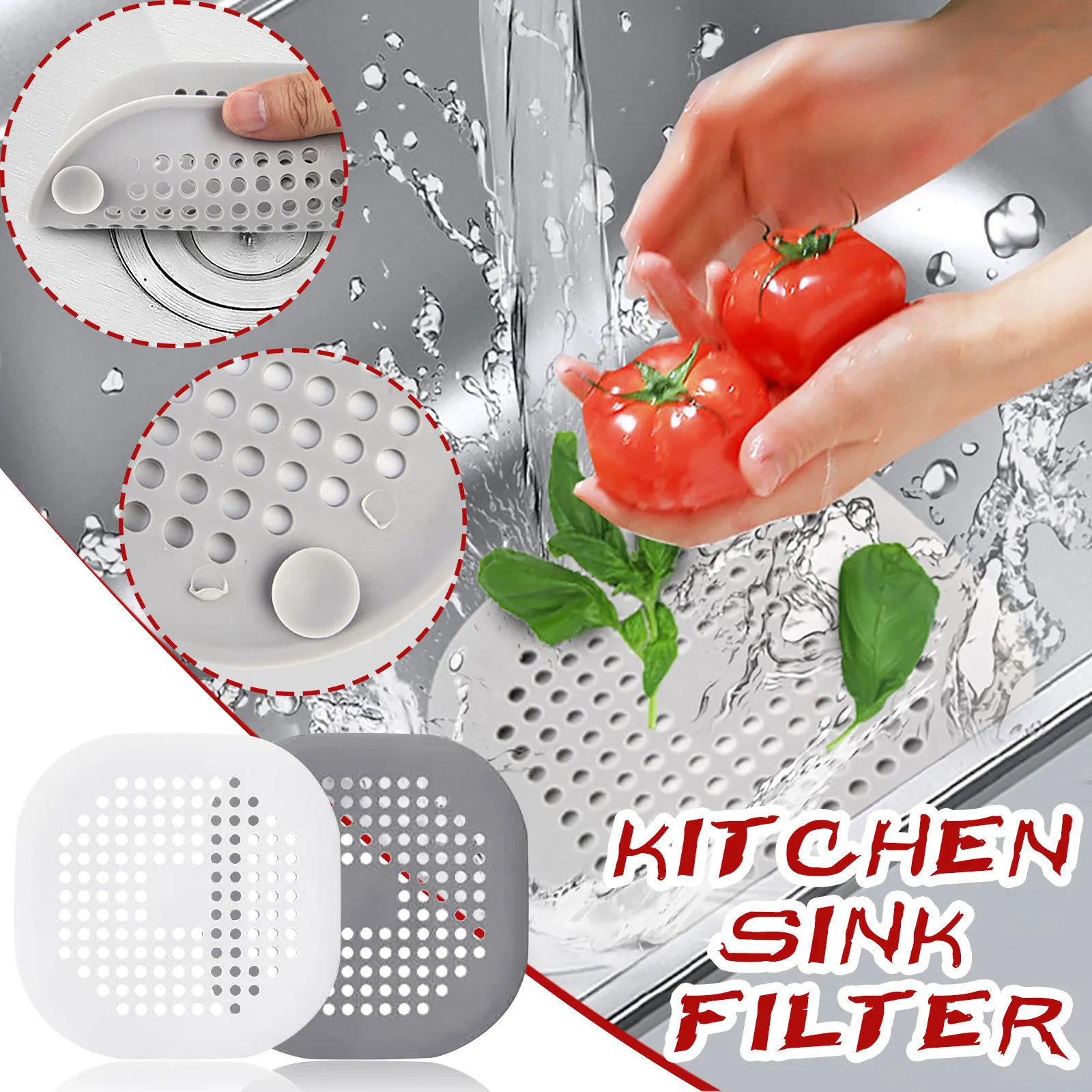 

Kitchen Anti Clogging Silicone For Sink Food Residue Separation Filter Bathroom Drain Outlet Hair Anti Clogging Filter